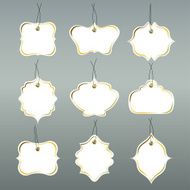 Paper tags collection isolated on grey background