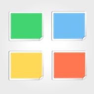 Vector stickers with curled edge isolated on white background