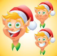 Blonde Christmas elf face expressions set