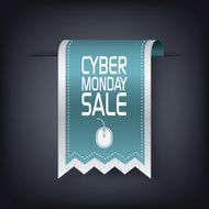 Cyber Monday sale vertical ribbon element for websites advertisement