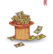 Bank icon money hat hand drawn illustration N3