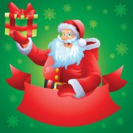 Santa christmas card with green background