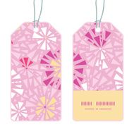 Vector pink abstract triangles vertical stripe frame pattern tags set N2