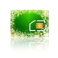 christmas sim card with chip over white background