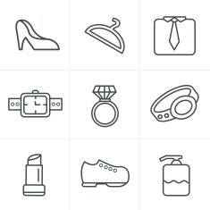 Line Icons Style Fashion Set Vector Design N2