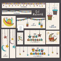 Eid Mubarak celebration social media ads or headers N11