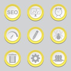 SEO Internet Sign Yellow Vector Button Icon Design Set 8