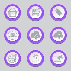 SEO Internet Sign Violet Vector Button Icon Design Set 7