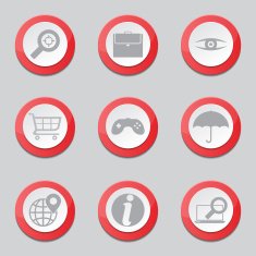 SEO Internet Sign Red Vector Button Icon Design Set 10