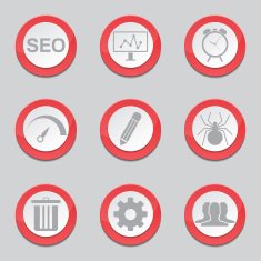 SEO Internet Sign Red Vector Button Icon Design Set 8