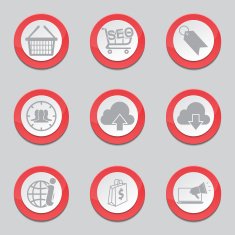 SEO Internet Sign Red Vector Button Icon Design Set 7