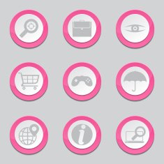 SEO Internet Sign Pink Vector Button Icon Design Set 10