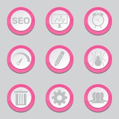 SEO Internet Sign Pink Vector Button Icon Design Set 8
