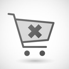 Shopping cart icon with an "x" sign