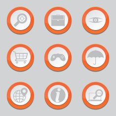 SEO Internet Sign Orange Vector Button Icon Design Set 10