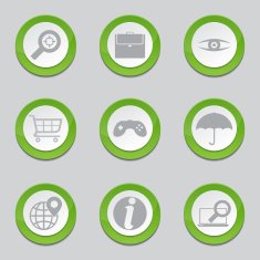 SEO Internet Sign Green Vector Button Icon Design Set 10