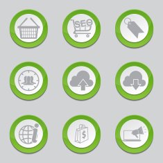 SEO Internet Sign Green Vector Button Icon Design Set 7
