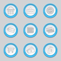 Shopping Sign Blue Vector Button Icon Design Set 2