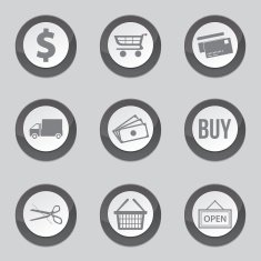 Shopping Sign Black Vector Button Icon Design Set