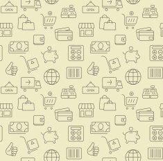 Shopping icons seamless background pattern