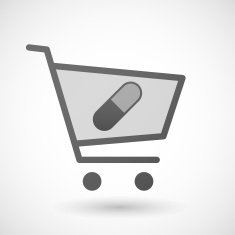 Shopping cart icon with a pill