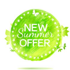 New summer offer green colors pencil drawing label