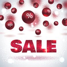 Sale poster 3d red balls with percents N2
