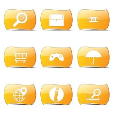 SEO Internet Sign Yellow Vector ButtonIcon Design Set 10