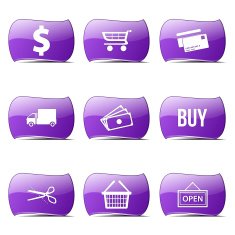 Shopping Sign Violet Vector Button Icon Design Set N2