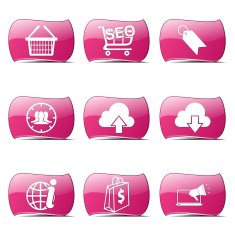 SEO Internet Sign Pink Vector Button Icon Design Set 7 N2