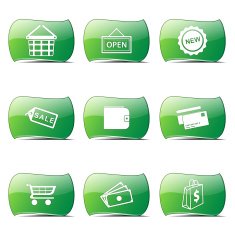 Shopping Sign Green Vector Button Icon Design Set 2 N2