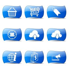 SEO Internet Sign Blue Vector Button Icon Design Set 7 N2
