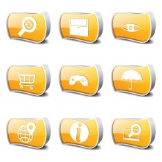 SEO Internet Sign Yellow Vector Button Icon Design Set 10