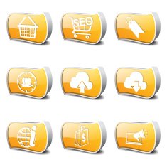 SEO Internet Sign Yellow Vector Button Icon Design Set 7 N2
