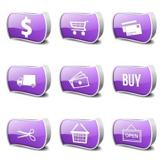 Shopping Sign Violet Vector Button Icon Design Set N3