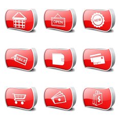 Shopping Sign Red Vector Button Icon Design Set 2 N2