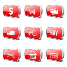 Shopping Sign Red Vector Button Icon Design Set N2