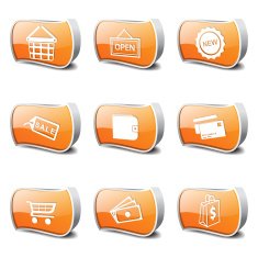 Shopping Sign Orange Vector Button Icon Design Set 2 N2