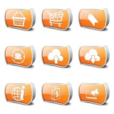 SEO Internet Sign Orange Vector Button Icon Design Set 7 N2