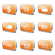 Shopping Sign Orange Vector Button Icon Design Set N2
