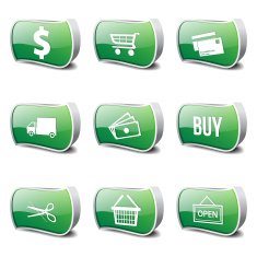 Shopping Sign Green Vector Button Icon Design Set N3