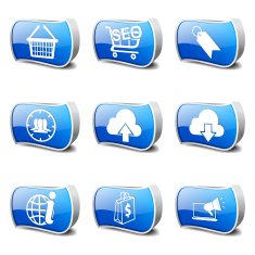 SEO Internet Sign Blue Vector Button Icon Design Set 7 N3