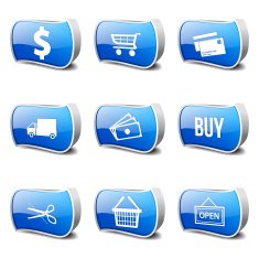 Shopping Sign Blue Vector Button Icon Design Set N3