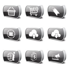 SEO Internet Sign Black Vector Button Icon Design Set 7 N3