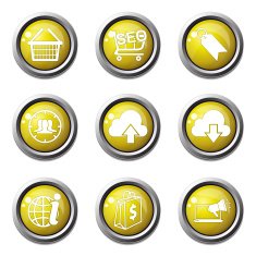 SEO Internet Sign Yellow Vector Button Icon Design Set 7 N3