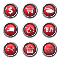 Shopping Sign Red Vector Button Icon Design Set N3