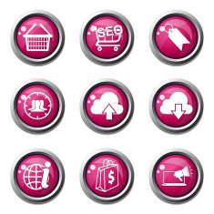 SEO Internet Sign Pink Vector Button Icon Design Set 7 N4