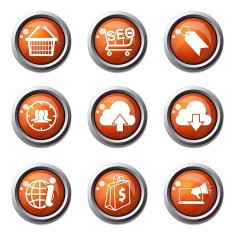 SEO Internet Sign Orange Vector Button Icon Design Set 7 N3