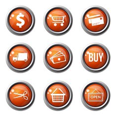 Shopping Sign Orange Vector Button Icon Design Set N3