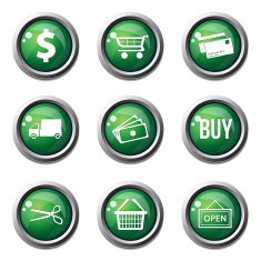 Shopping Sign Green Vector Button Icon Design Set N4